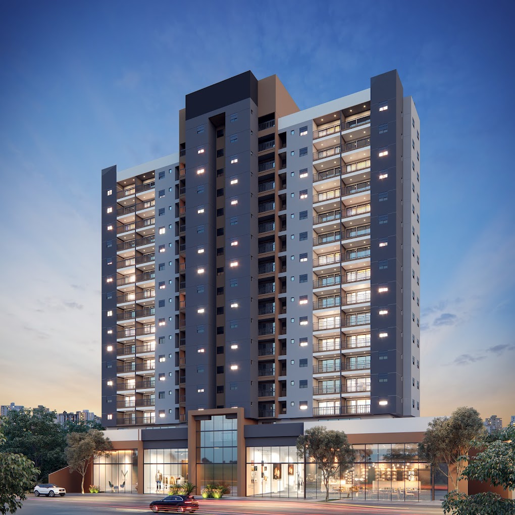 Torre do empreendimento Tecera, de 15 pavimentos, com avaliação técnica de projeto realizada pela Flux Estruturas