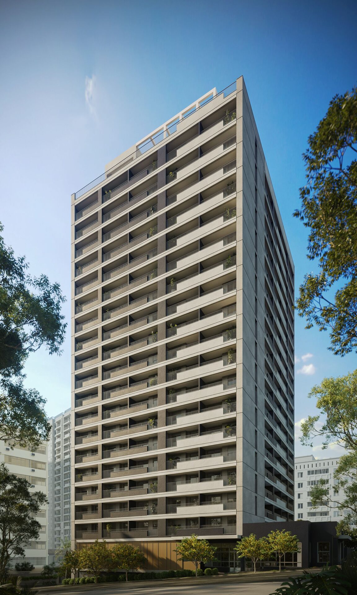 Torre do empreendimento Today Paulista, de 19 pavimentos, com avaliação técnica de projeto realizada pela Flux Estruturas
